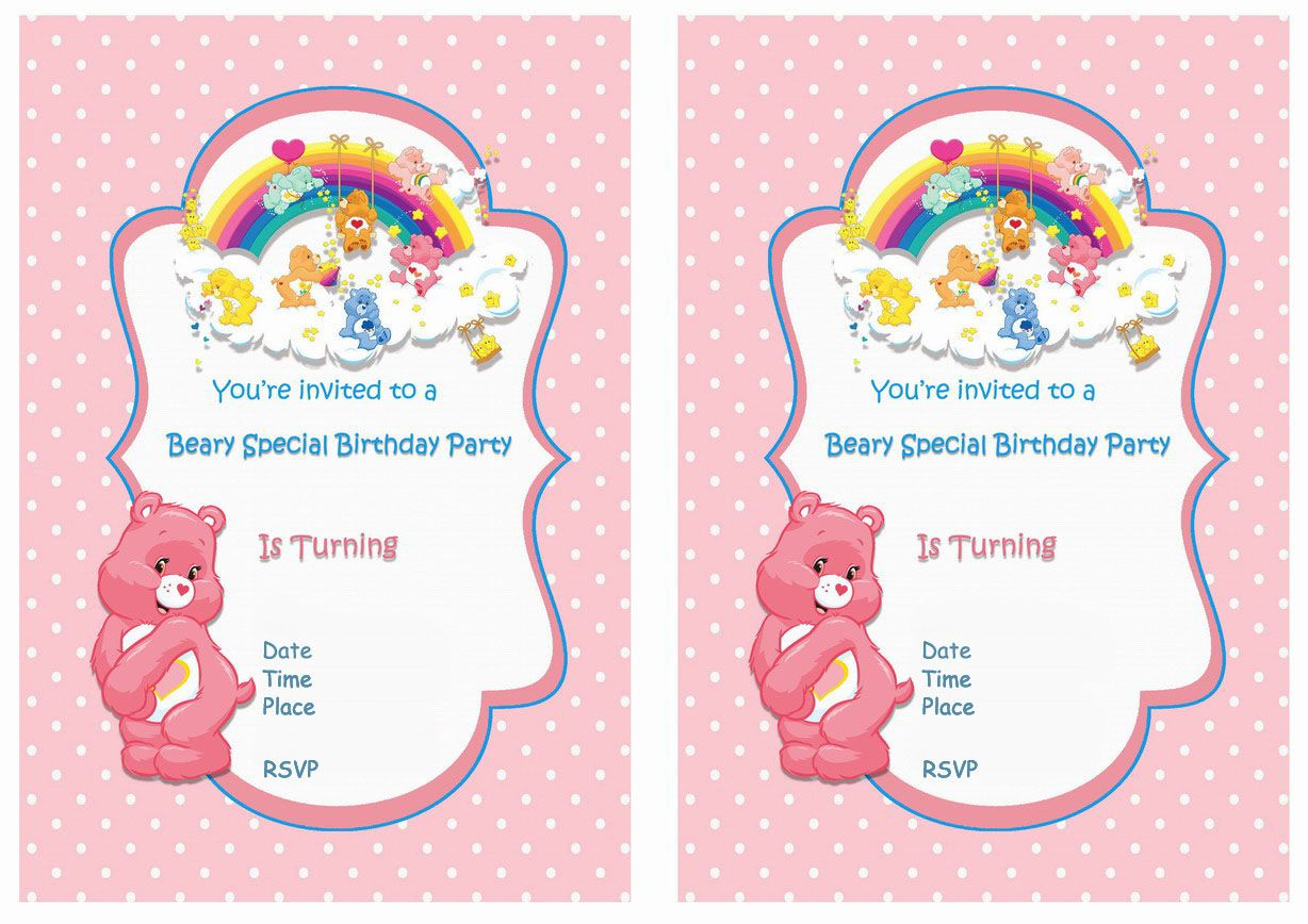 Care Bears Free Printable Birthday Party Invitations Birthday regarding dimensions 1228 X 868