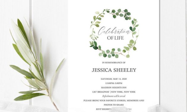 Celebration Of Life Evite Funeral Announcement Memorial Invitation with size 1000 X 800