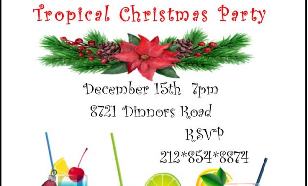 Christmas Holiday Tropical Party Invitations 2018 with regard to proportions 750 X 1050