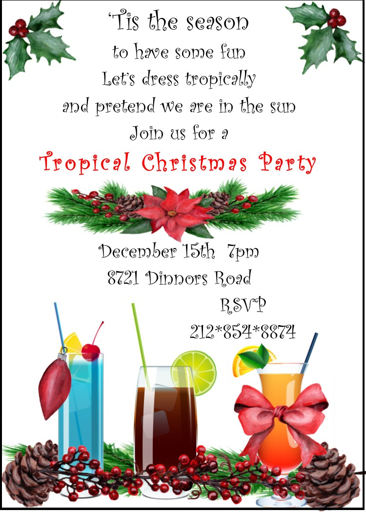 Christmas Holiday Tropical Party Invitations 2018 with regard to proportions 750 X 1050