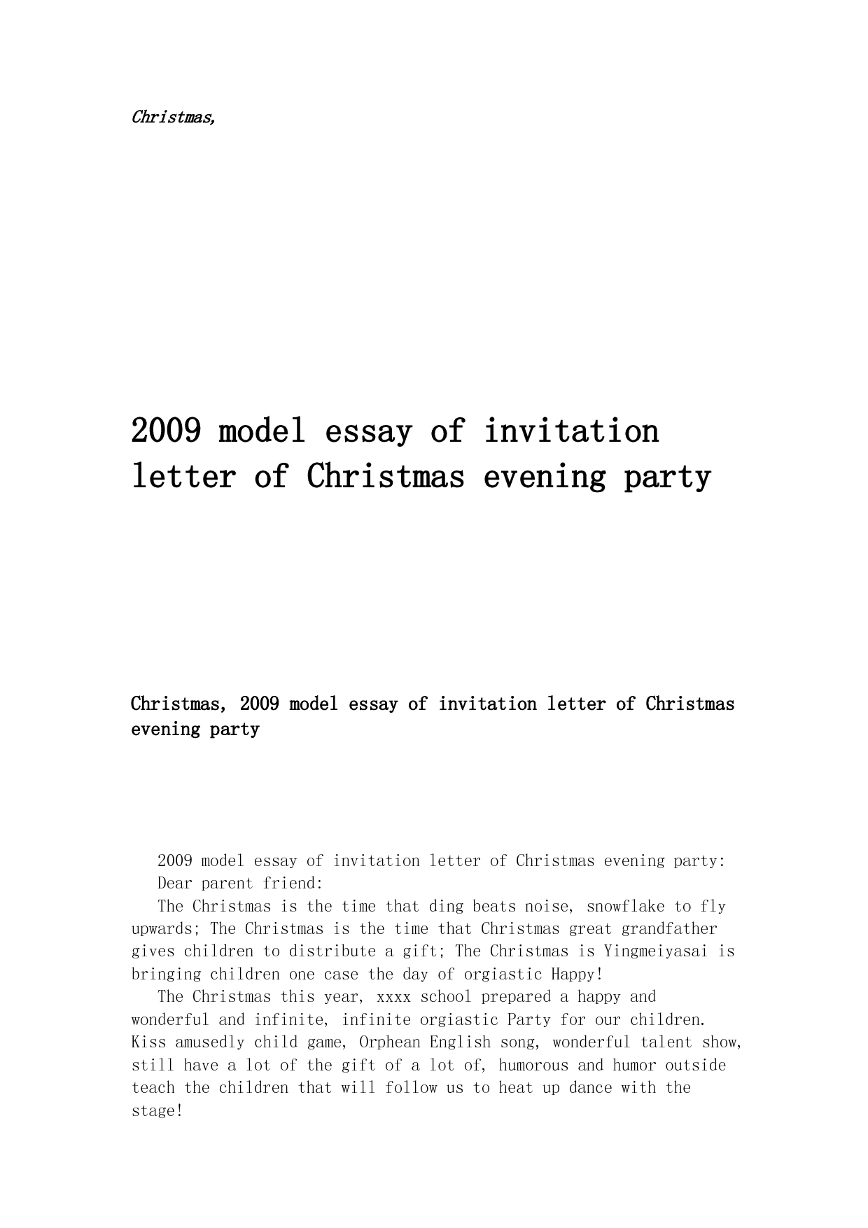 Christmas Invitation Letter Invitation For A Christmas Party Or throughout proportions 1240 X 1754