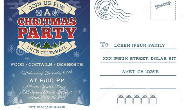 Christmas Party Postcard Invitation Template Stock Vector with regard to dimensions 1300 X 1000