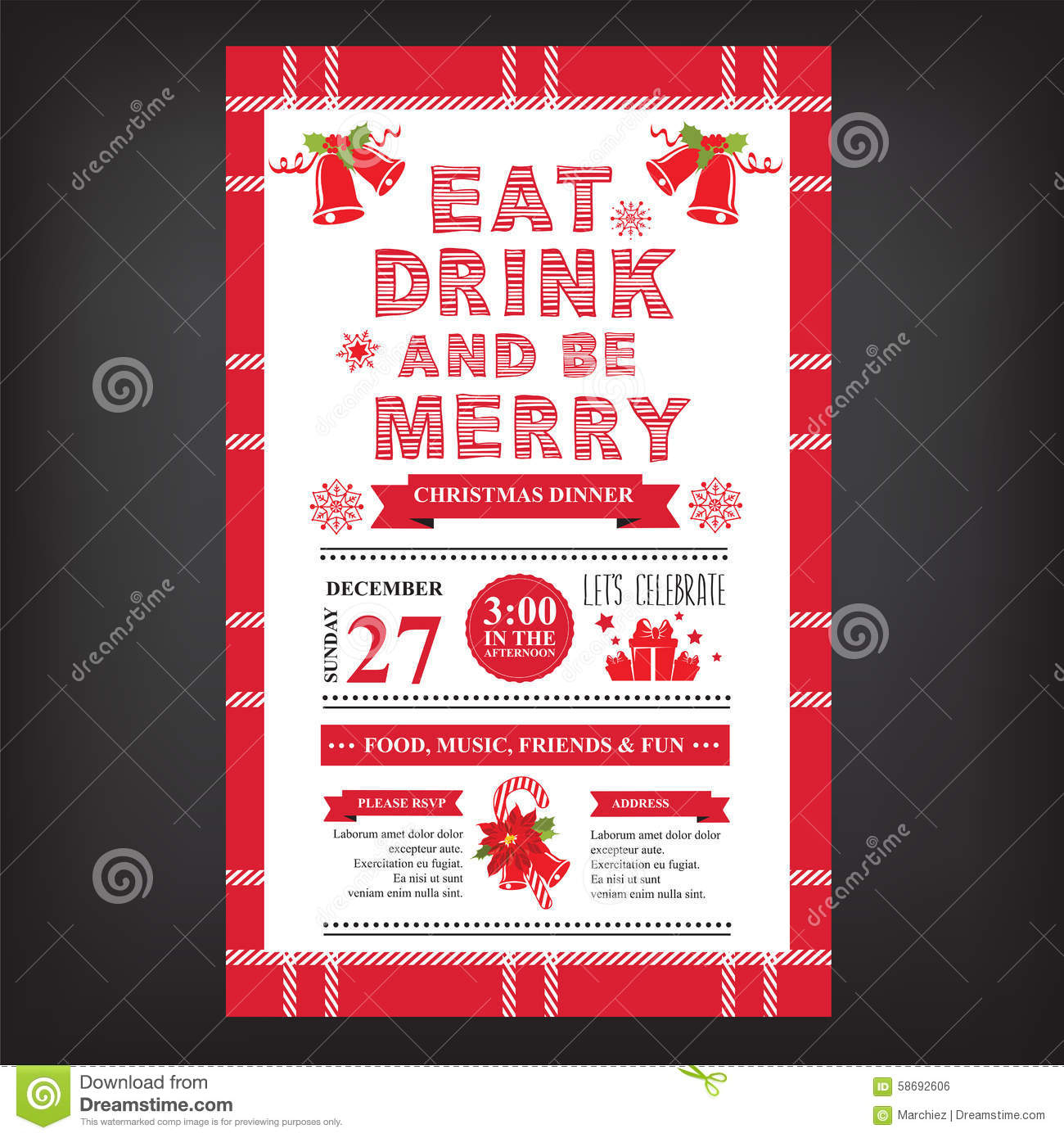 Christmas Restaurant And Party Menu Invitation Stock Vector within sizing 1300 X 1390