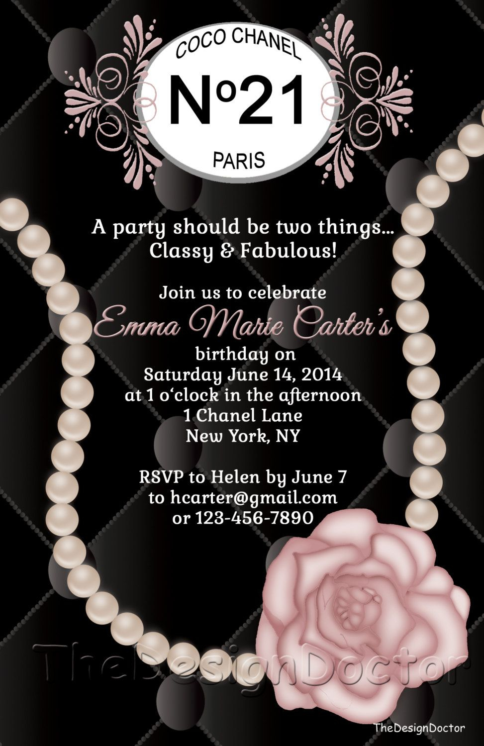 Coco Chanel Invitation Templates Google Search Sweet 16 In 2018 throughout size 973 X 1500