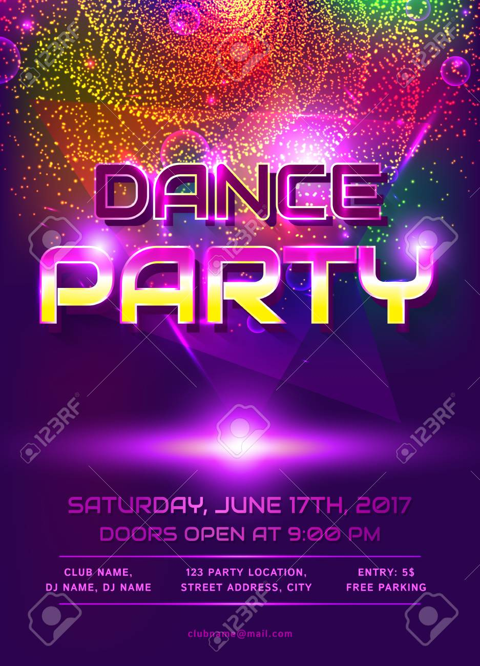 Colorful Flyer For Dance Party Invitation Template With Shiny with proportions 937 X 1300