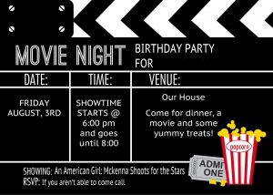 Cool Black And White Movie Themed Birthday Party Invitation Design with sizing 1600 X 1143