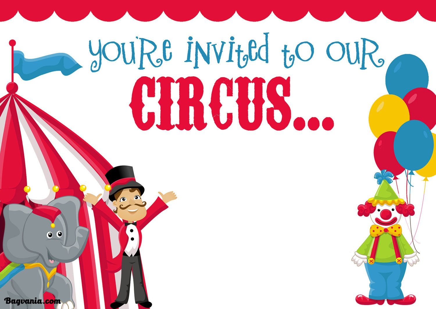 Cool Free Printable Circus Birthday Invitations Template Bagvania inside proportions 1500 X 1065