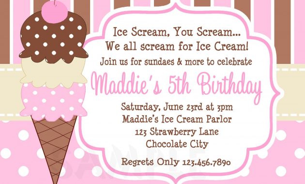 Cool Free Template Ice Cream Birthday Party Invitations Bagvania within proportions 2100 X 1500