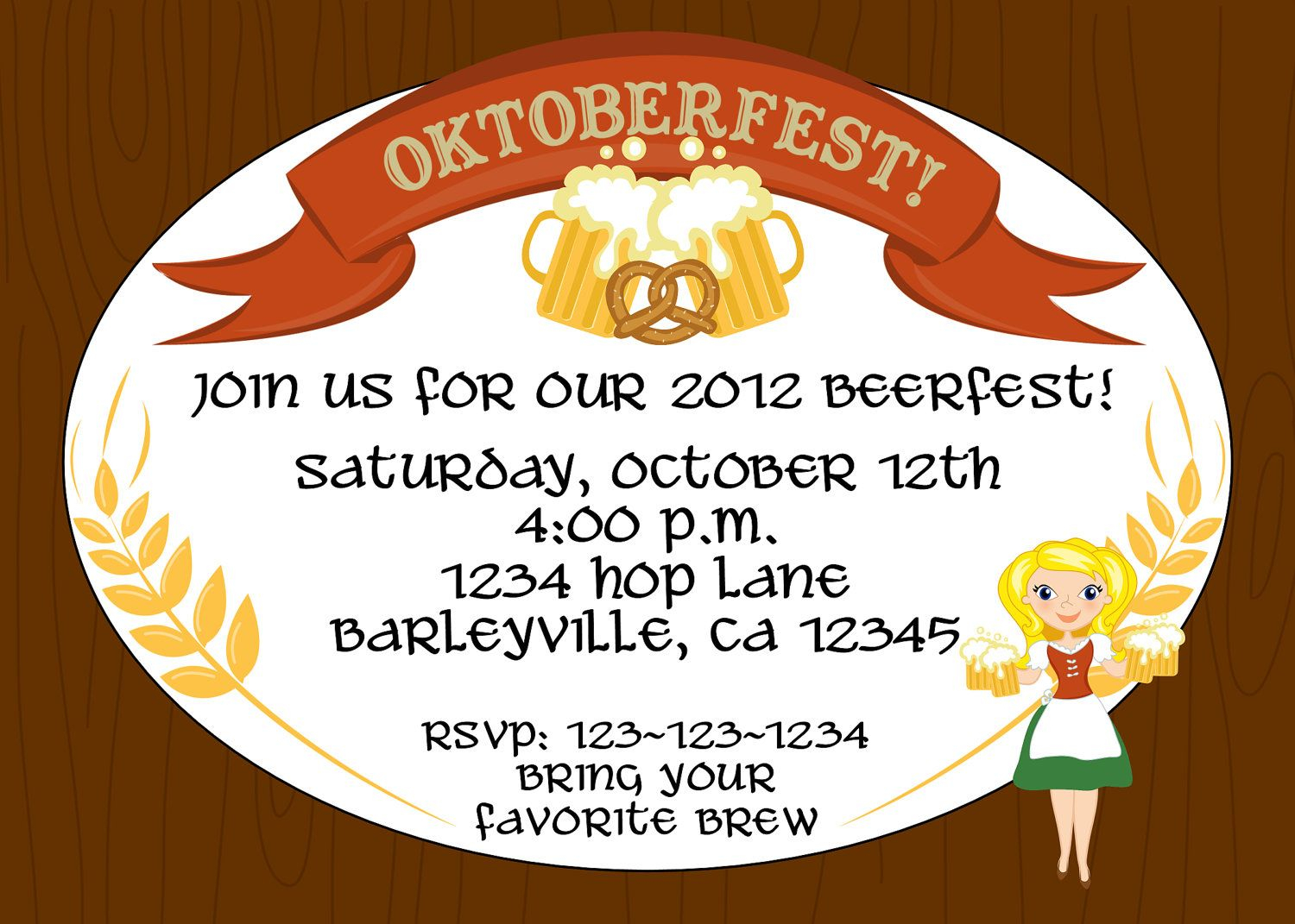 Creative Oktoberfest Beerfest Invitation Template Design Oval throughout size 1500 X 1071