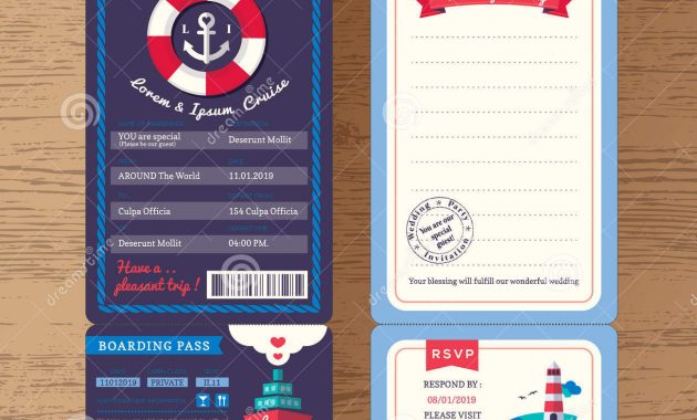 Cruise Ship Boarding Pass Ticket Wedding Invitation Template Stock pertaining to dimensions 1300 X 1309