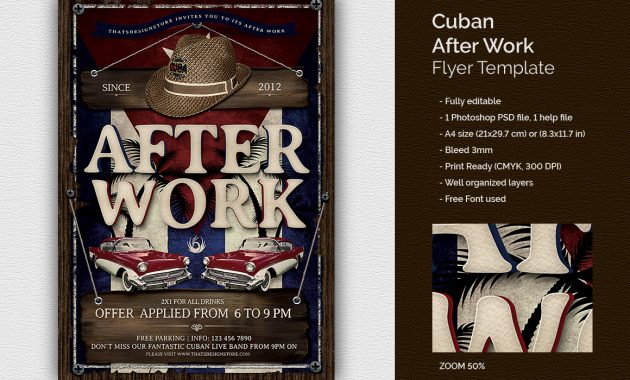 Cuban After Work Flyer Template in proportions 1160 X 772