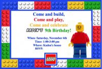 Dazzling Fabulous Colorful Lego Party Invitation Template For Kids throughout sizing 1592 X 1081