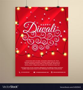 Diwali Flyer Invitation Template For The Festival Vector Image intended for measurements 1000 X 1080