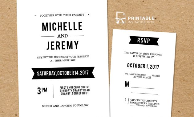 Diy Free Pdf Printable Wedding Invitation And Rsvp Wedding for dimensions 1000 X 805