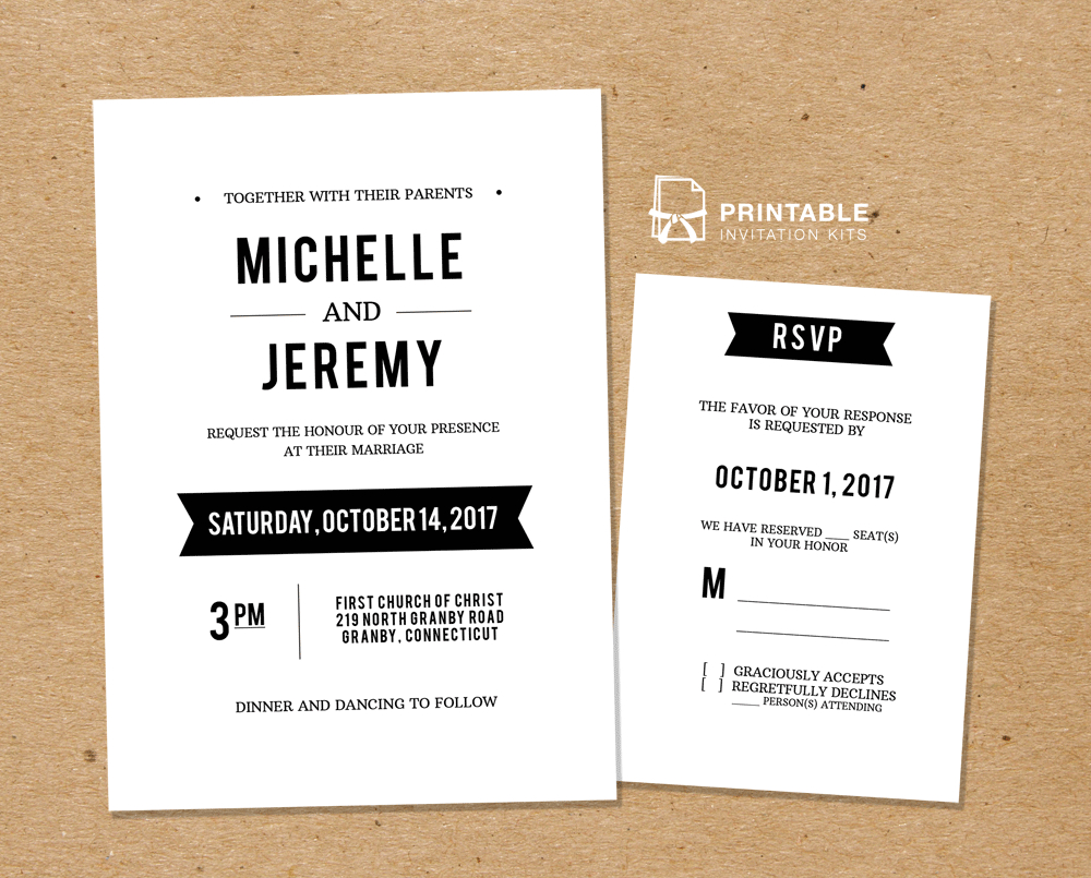 Diy Free Pdf Printable Wedding Invitation And Rsvp Wedding pertaining to measurements 1000 X 805