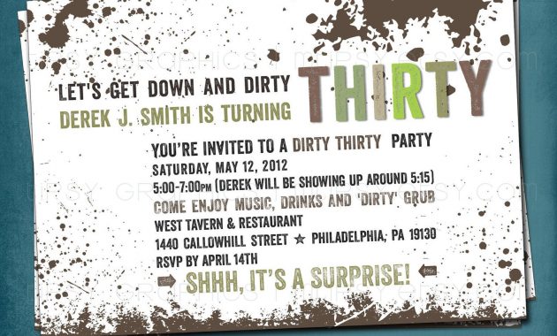 Down Dirty The Dirty Thirty 30th Birthday Party Invite Surprise pertaining to size 1500 X 1500