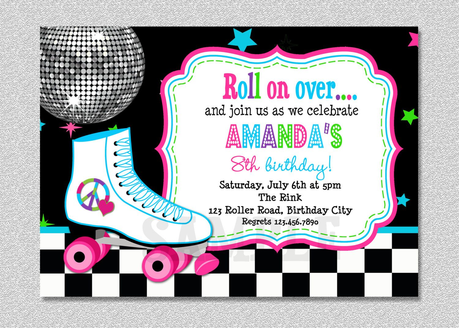 Download Free Template Free Printable Roller Skating Birthday Party for dimensions 1500 X 1071