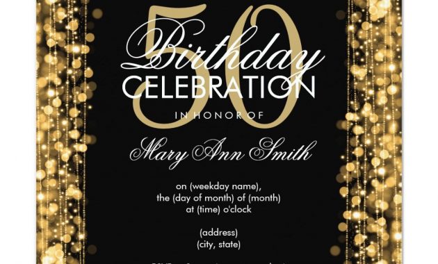 Elegant 50th Birthday Party Sparkles Gold Invitation In 2018 with size 1106 X 1106