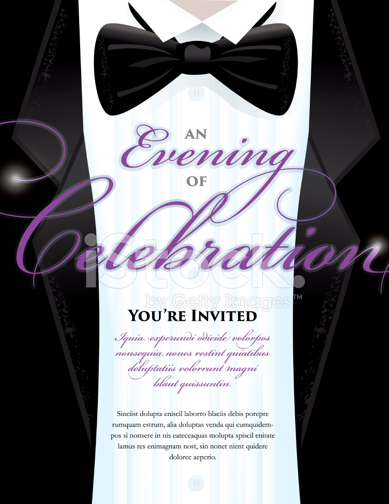 Elegant Black Tie Event Invitation Template With Tuxedo Design Stock intended for dimensions 791 X 1024