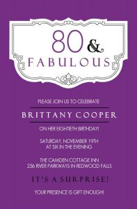 Elegant Purple 80th Birthday Party Invitations Templates Birthday regarding dimensions 789 X 1200