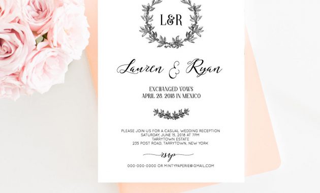 Elopement Invitation Template Printable Eloped Announcement pertaining to dimensions 1200 X 1300