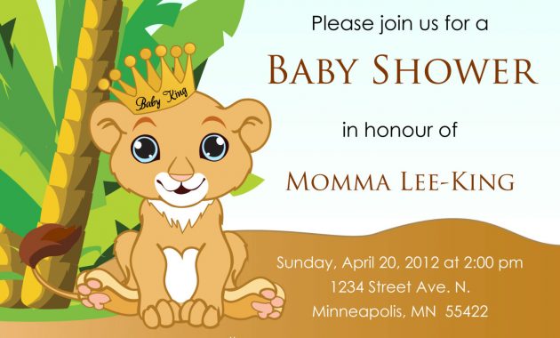 Epic Printable Lion King Ba Shower Invitations 77 For Invitations with sizing 1500 X 1071