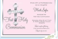First Communion Invitations Ornate Silver Cross Pink Printable throughout sizing 1000 X 1000