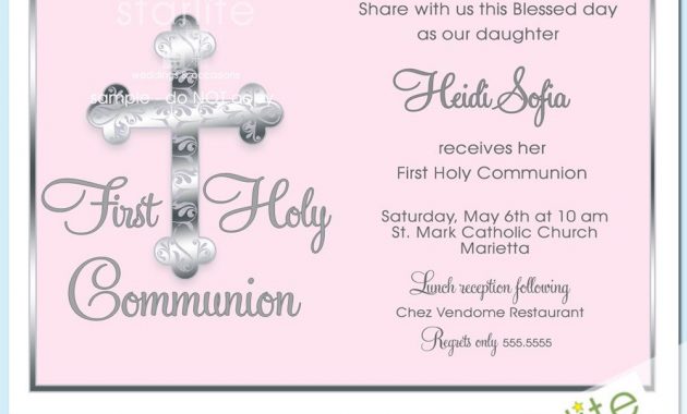 First Communion Invitations Ornate Silver Cross Pink Printable throughout sizing 1000 X 1000