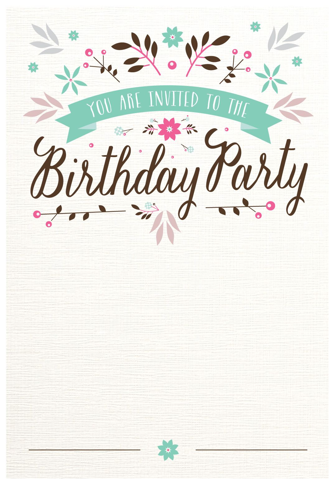 Flat Floral Free Printable Birthday Invitation Template in sizing 1080 X 1560