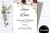 Floral Save The Date Wedding Template Floral Wedding Save The Date intended for size 1000 X 800