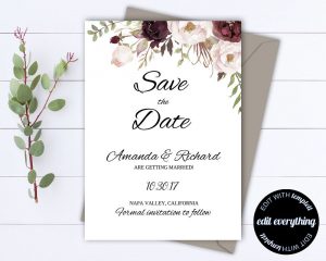 Floral Save The Date Wedding Template Floral Wedding Save The Date intended for size 1000 X 800