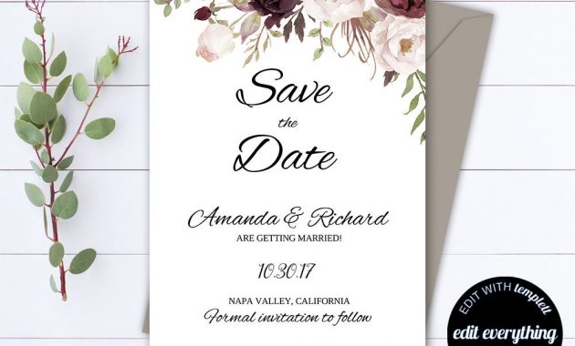 Floral Save The Date Wedding Template Floral Wedding Save The Date intended for size 1000 X 800