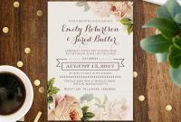 Floral Wedding Invitation Printable Gentle Cream Roses Rustic Shab intended for measurements 900 X 900