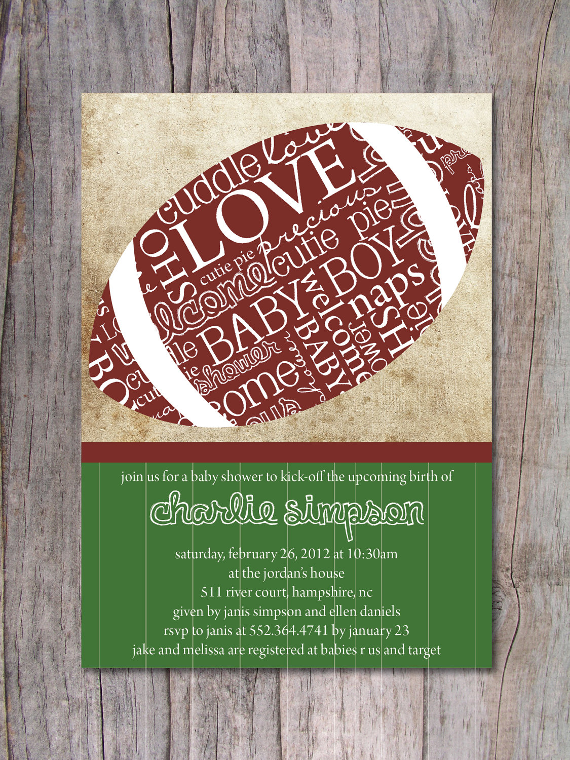 Football Ba Shower Invitations Football Ba Shower Invitations throughout sizing 1125 X 1500