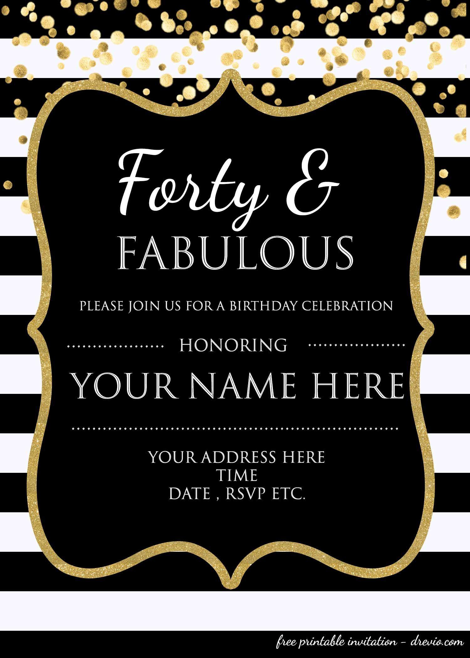 Forty Fabulous 40th Birthday Invitation Template Psd for measurements 1500 X 2100