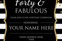 Forty Fabulous 40th Birthday Invitation Template Psd throughout sizing 1500 X 2100