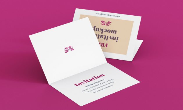 Free A7 Bi Fold Greeting Invitation Card Mockup Psd Set Good Mockups within sizing 1600 X 1161