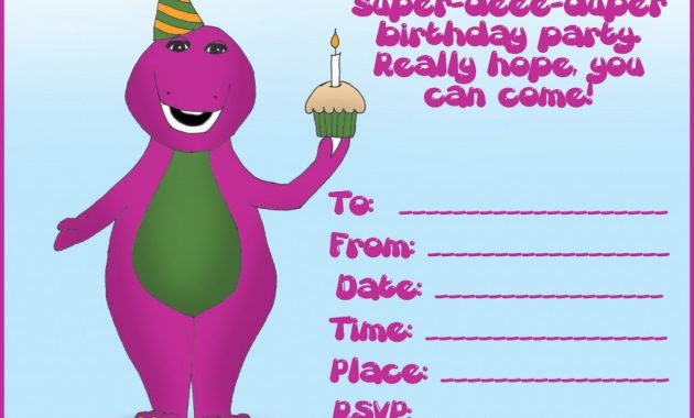 Free Barney Birthday Invitation Templates Sample 3041 Searchexecutive in measurements 1024 X 878