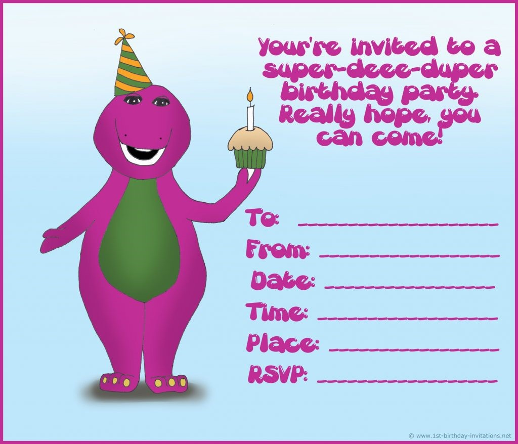 Free Barney Birthday Invitation Templates Sample 3041 Searchexecutive in measurements 1024 X 878