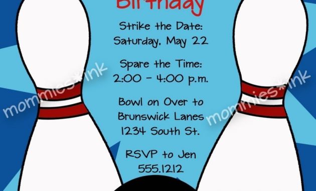 Free Bowling Party Invitations Templates With Blue Background Colors pertaining to measurements 1071 X 1500