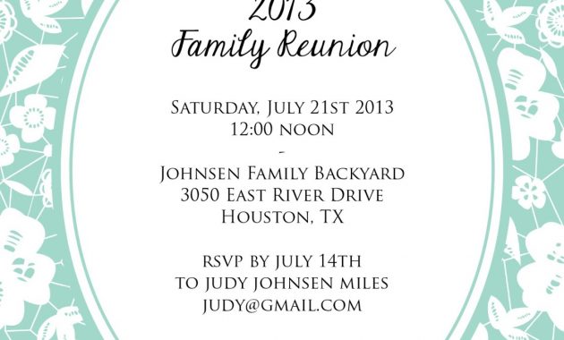 Free Family Reunion Invitation Card With Floral Pattern And pertaining to size 1143 X 1600