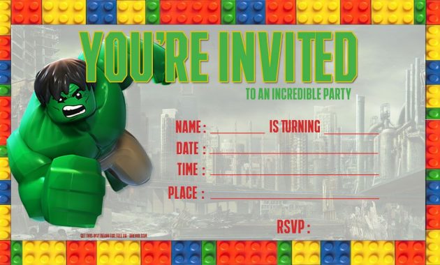 Free Lego Hulk Birthday Invitation Template Birthday Invitation inside sizing 1280 X 720