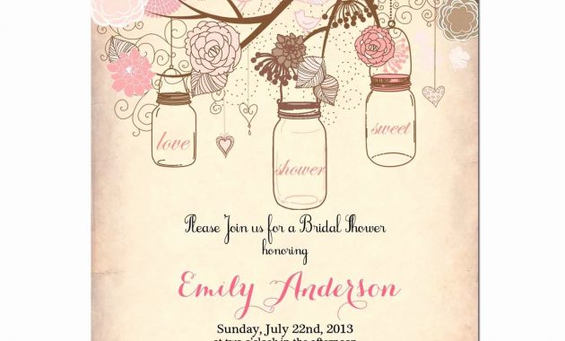 Free Mason Jar Invitation Template Unique 21 Charmant Vintage Ba in size 1360 X 1360