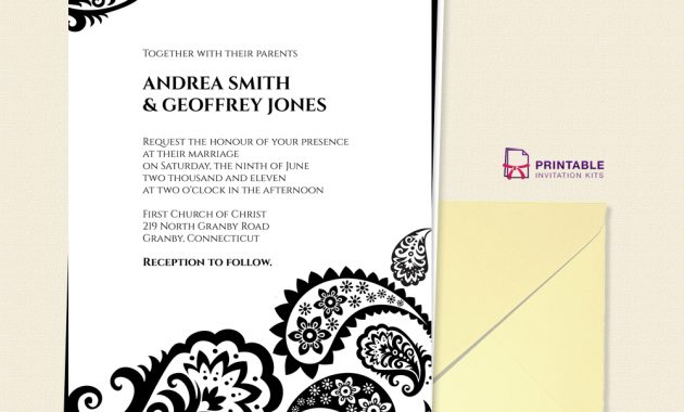 Free Pdf Download Paisley Border Wedding Invitation Free To intended for sizing 1000 X 1000