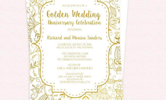 Free Pdf Template Golden Wedding Anniversary Invitation Template in measurements 1024 X 1024