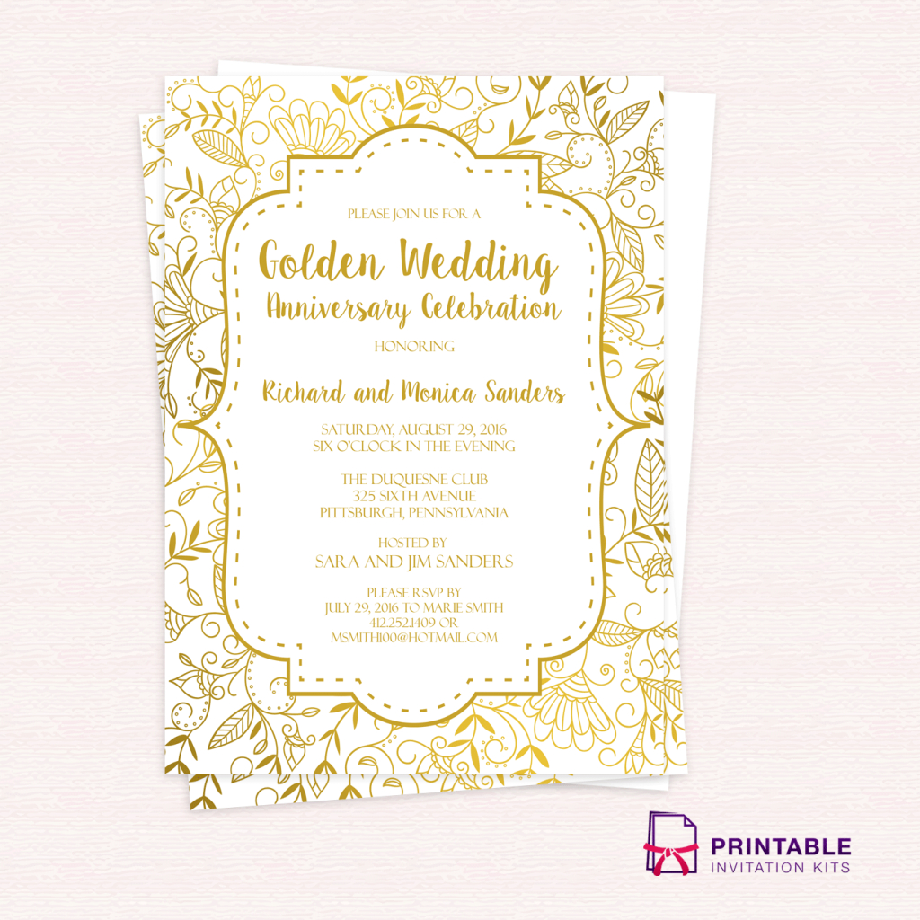 Free Pdf Template Golden Wedding Anniversary Invitation Template in measurements 1024 X 1024