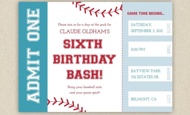 Free Printable Baseball Birthday Party Invitations Birthday Party for dimensions 1500 X 1277