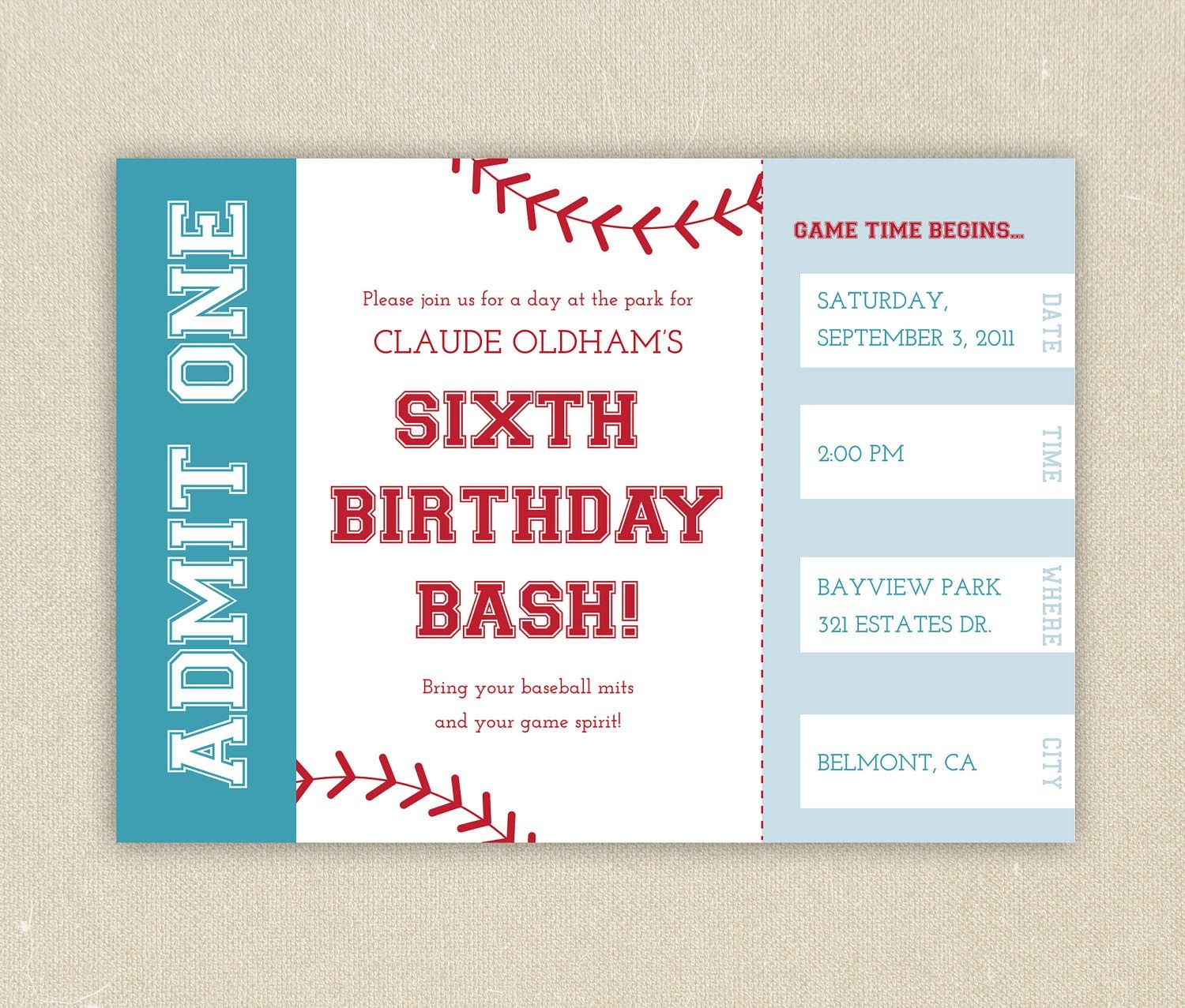 Free Printable Baseball Birthday Party Invitations Birthday Party for dimensions 1500 X 1277