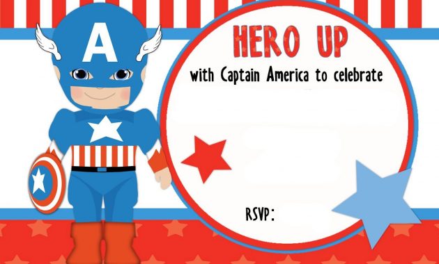 Free Printable Captain America Birthday Invitation Template Free for size 1600 X 1067