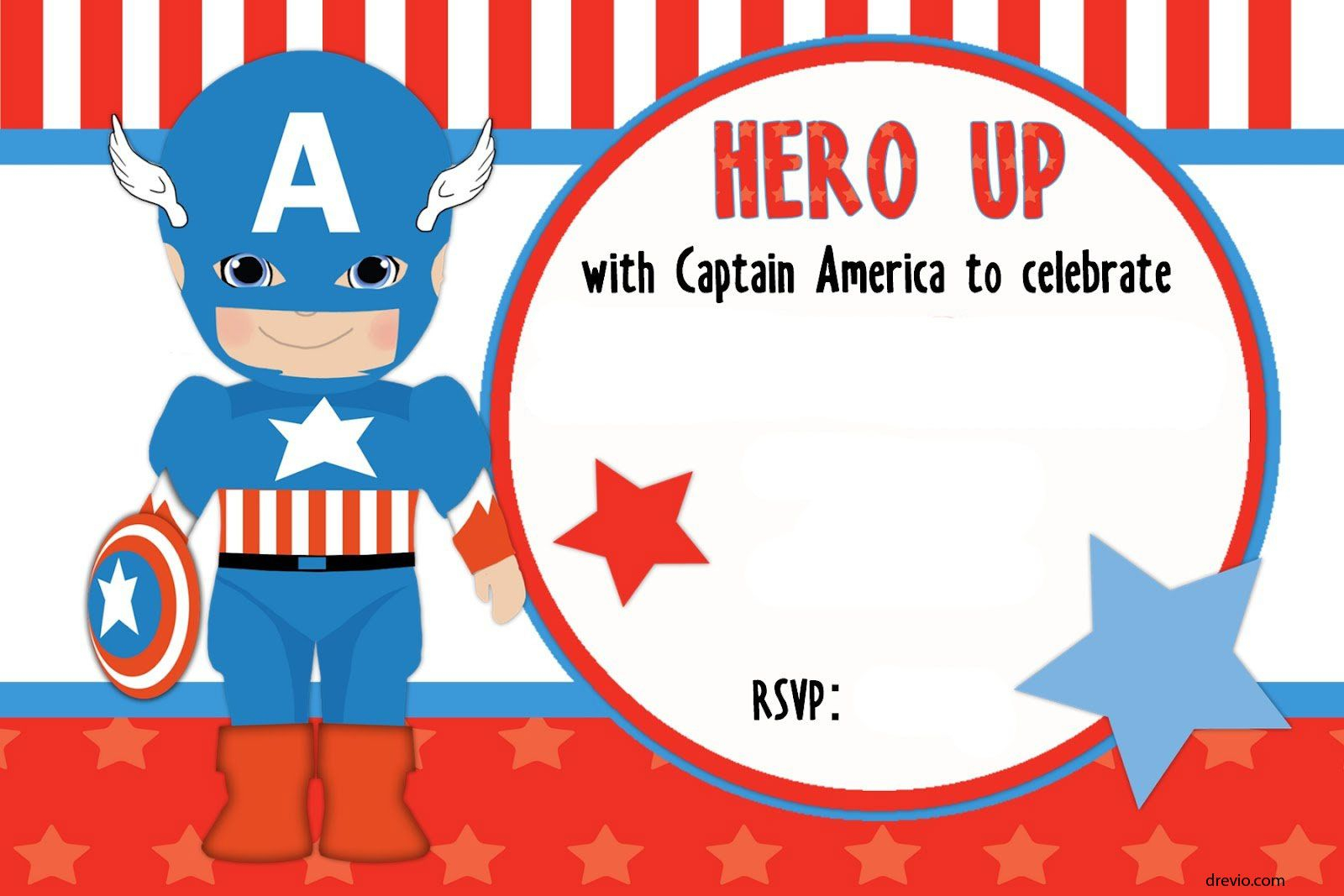 Free Printable Captain America Birthday Invitation Template Free for size 1600 X 1067